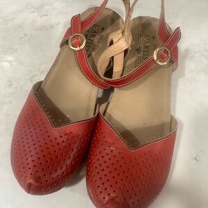 L'Artiste Red Perforated Women's Clogs